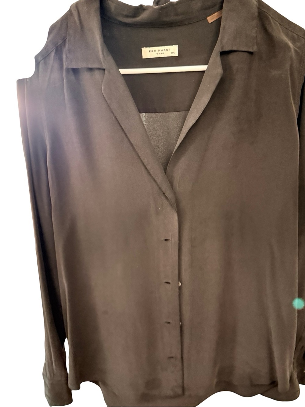 Equipment Black Silk Button-Down Blouse
